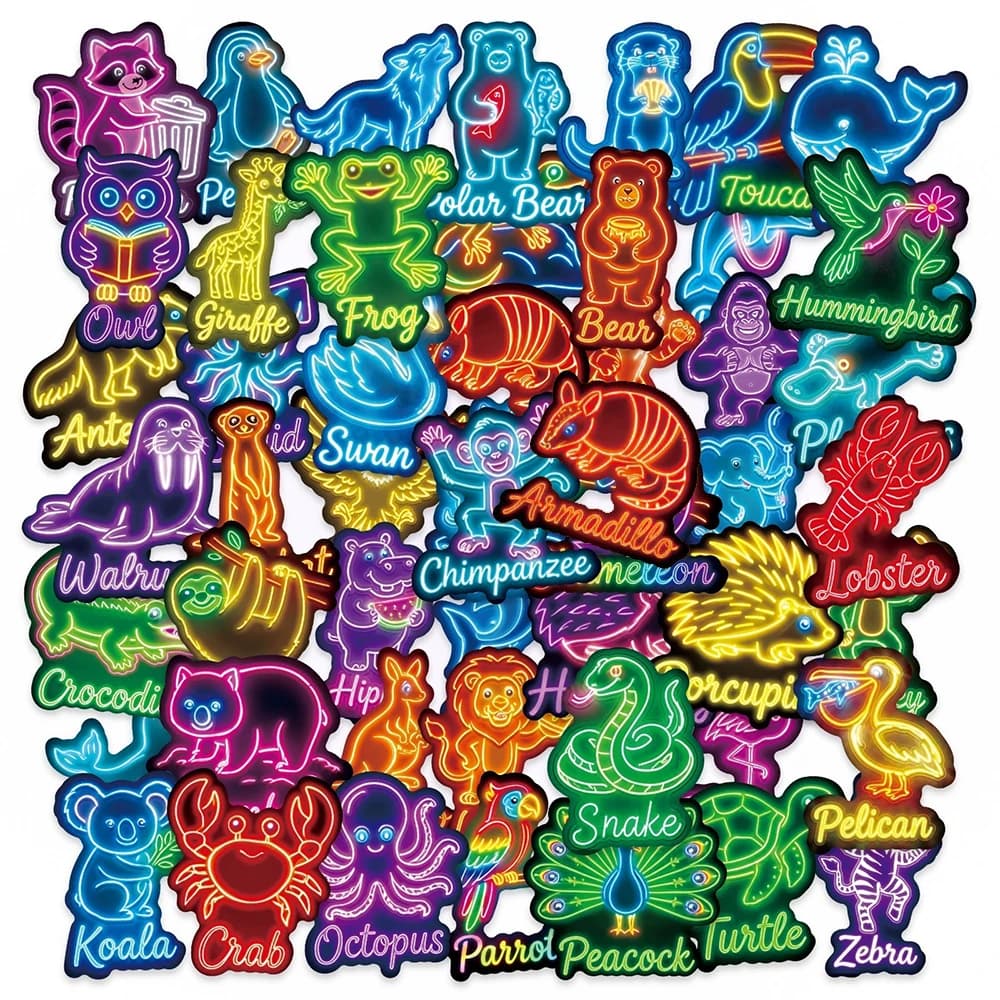 10/30/50 Pezzi Adesivi Divertenti con Animali Cartoon Neonati, Orso, Rana, Koala, per Bottiglie d'Acqua, Valigie, Telefoni, Graffiti, Giocattoli, Regalo