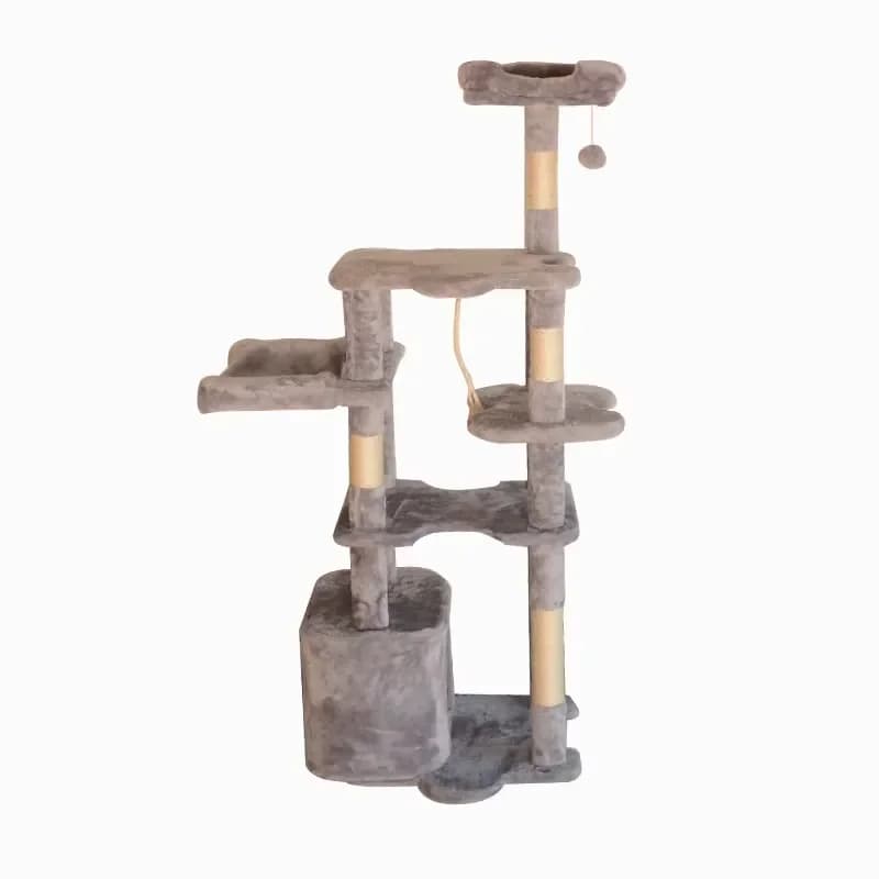 Modern Multi-Layer Cat Tree & Scratcher Plush Cat Climbing Frame with Jumping Platform & Sisal Scratching Post