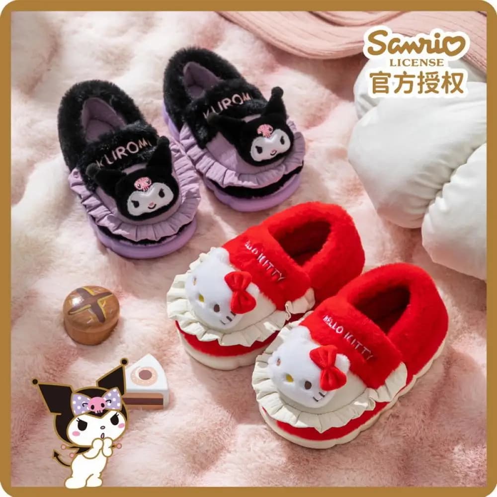 Pantofole Invernali in Peluche Sanrio Anime Hello Kitty, Calde e Spesse, con Personaggi Kawaii Kuromi e Cinnamoroll, Scarpe Carine per Casa