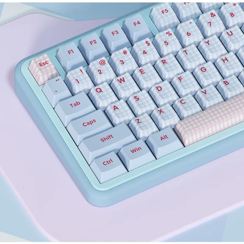 Blue Plaid Theme Keycaps Set PBT Cherry Profile Custom Original Handmade Keycaps for Mechanical Keyboard Accessories Gift DIY