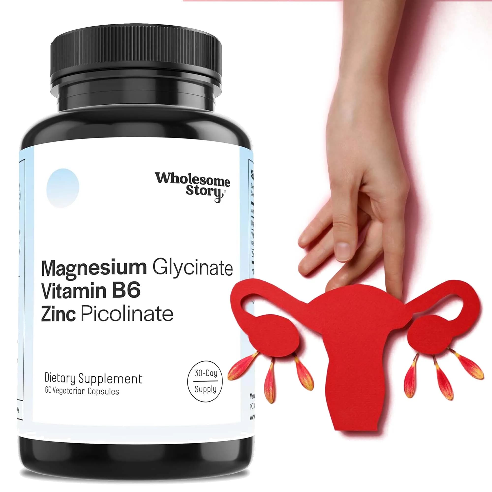 Magnesium glycinate, vitamin B6, zinc pycolinate supplements: supports immune system and reproductive health, hormone balance