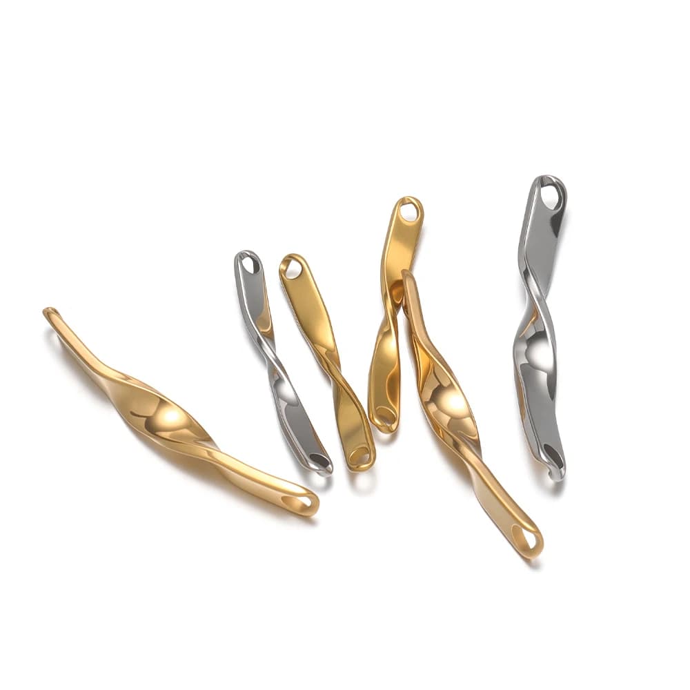 5 Pezzi Ciondoli a Barra Lunga Intrecciata in Acciaio Inossidabile, Connettori per Collane e Bracciali, Componenti per Creazione di Gioielli Fai-da-Te