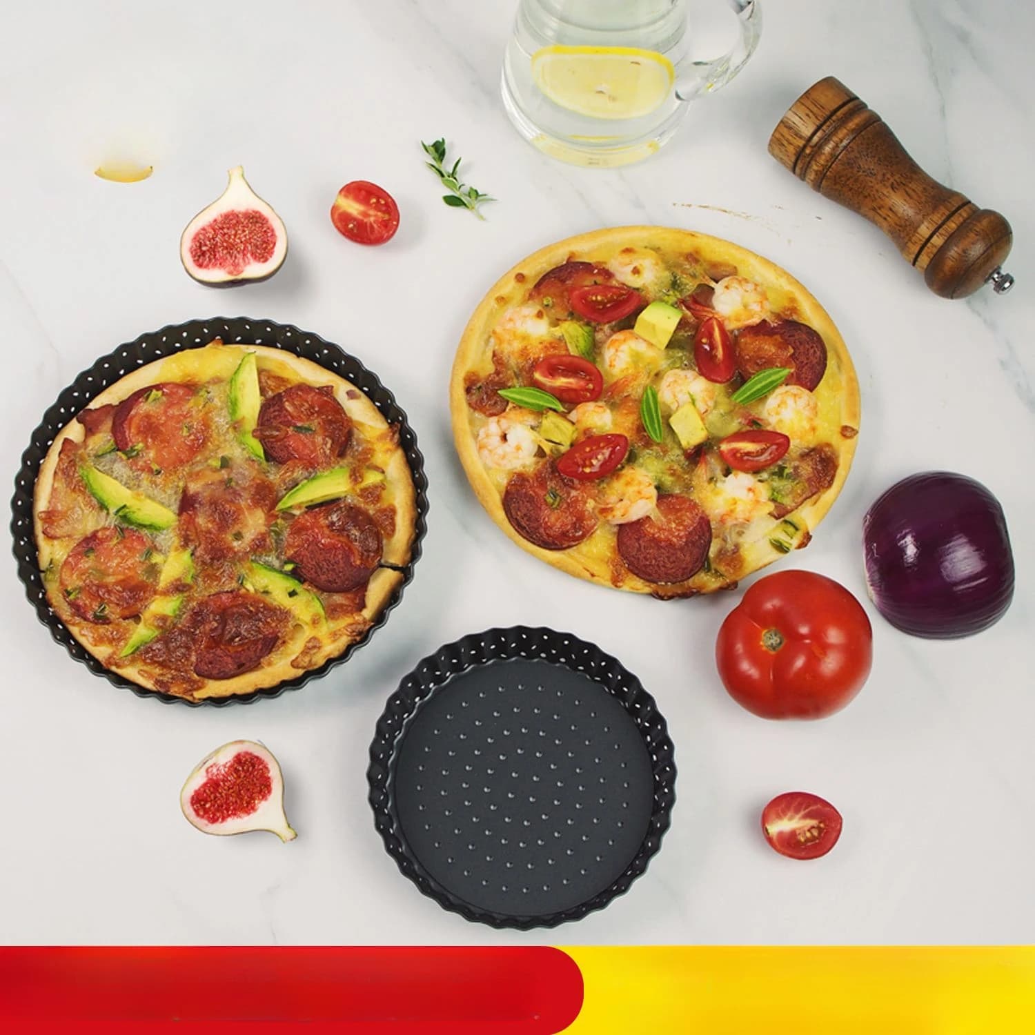 Nuovo piatto per pizza perforato, piatto per Pizza con fondo antiaderente addensato in acciaio al carbonio, teglia da forno croccante