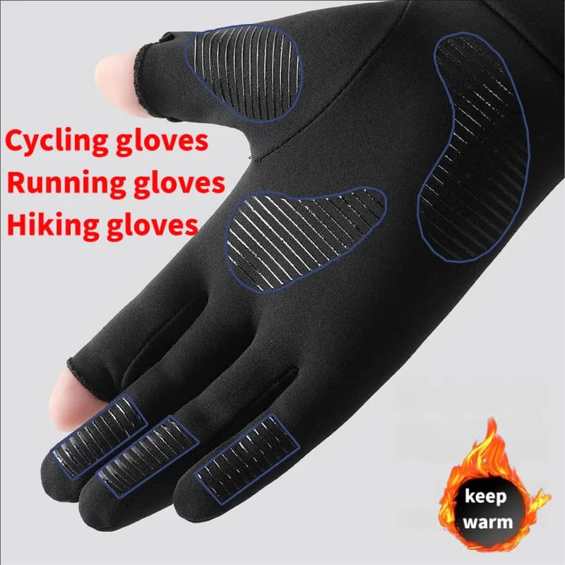 Men's Hot Gloves Q9065, Touch Screen, Windproof and Velvet, for Sports, Running, Mountaineering, Cycling, Adults