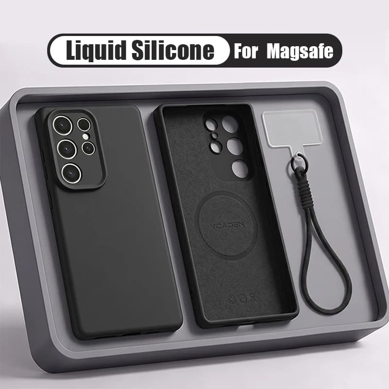Magnetic Liquid Silicone Lanyard Phone Case For Samsung Galaxy S26 Ultra S25 S24 S23 S22 Ultra S26 Plus For Magsafe Soft Cover