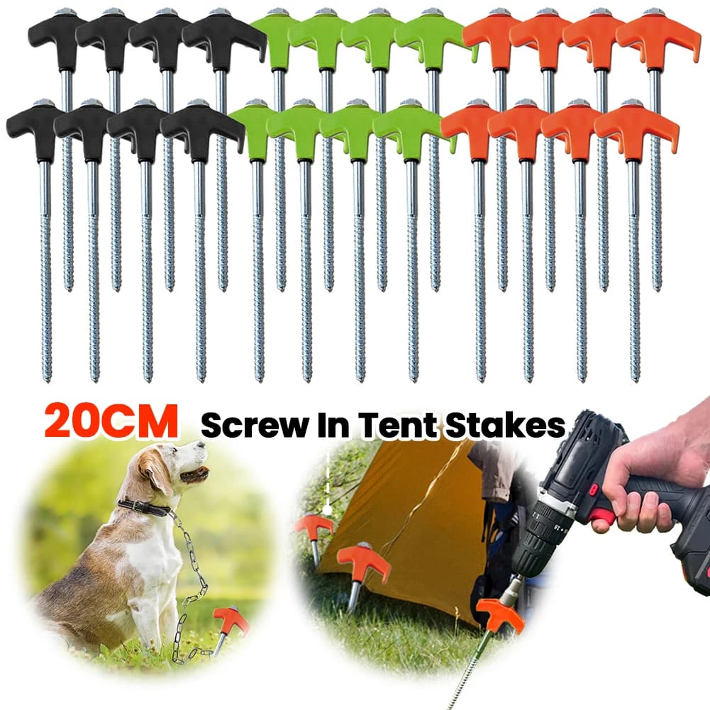 8Pcs Stakes Ground Anchors Screw In Tent Stakes with Hex Socket Camping Stakes Tent Ground Nail Heavy Duty Tent Stakes Pegs