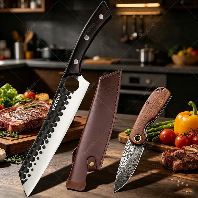 WXCOO Coltello da Macellaio in Acciaio Inossidabile, Coltello da Chef, Coltello da Disosso, Utensili da Cucina, Coltello per Frutta, Accessori per Coltelli da Cucina