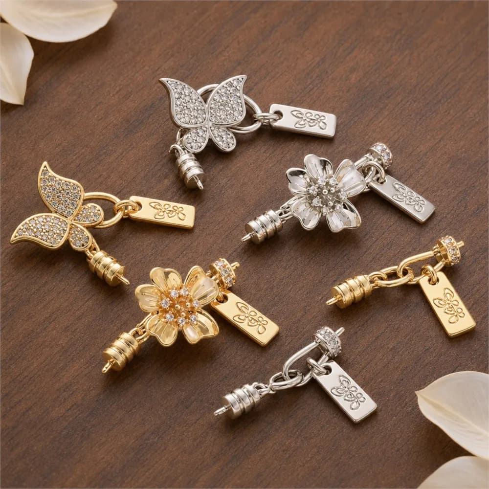 1Piece 18KGold Plated Brass Lobster Clasp Flower Shape Clasp For DIY Necklace Bracelets Jewelry Connectors Hook Clasp Accessorie