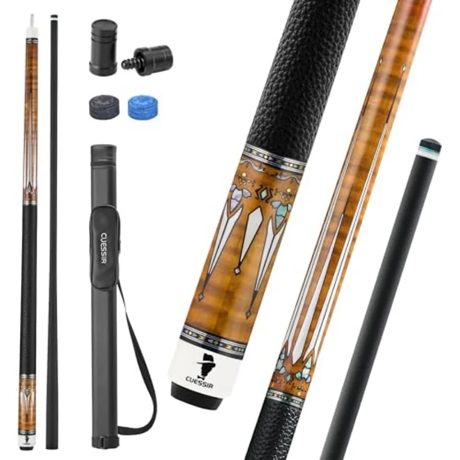 Carbon Fiber Pool Cue Stick with Case, 2pieces 58inch Low Deflection Professional Cue Stick for Billiards, Pro Taper Carbon Fib