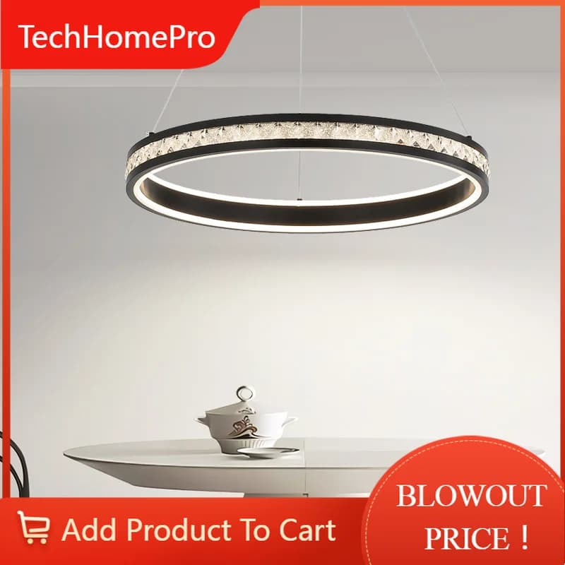TechHPLiving Room Pendant Lights Ceiling Pendant Lamp Modern Dining Room Chandelier Ring Lamp Bedroom Restaurant Lamps Ceiling L