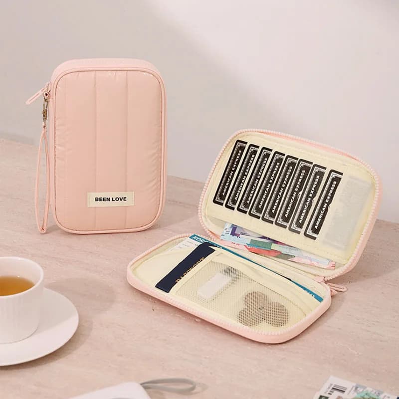 Large Capacity Separate Compartments Passport Bag Travel Document Organizer Card Holder Multi Grid Bank Card Storage Wallet