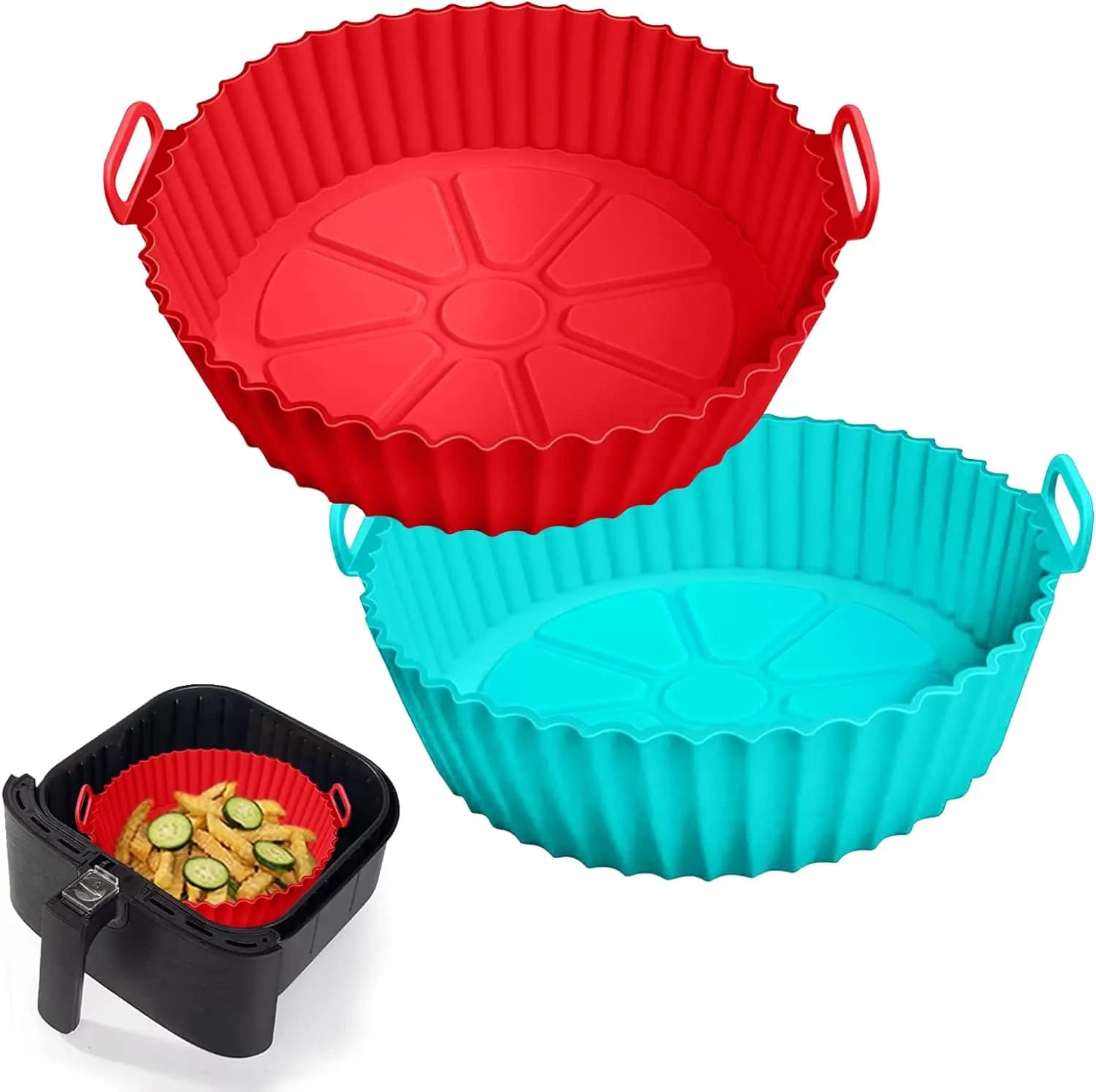 Accessori per friggitrice ad aria: Tappetini in silicone, teglie per torte, tappetini da forno da 8 pollici per uso domestico, facili da pulire e adatti per la cottura