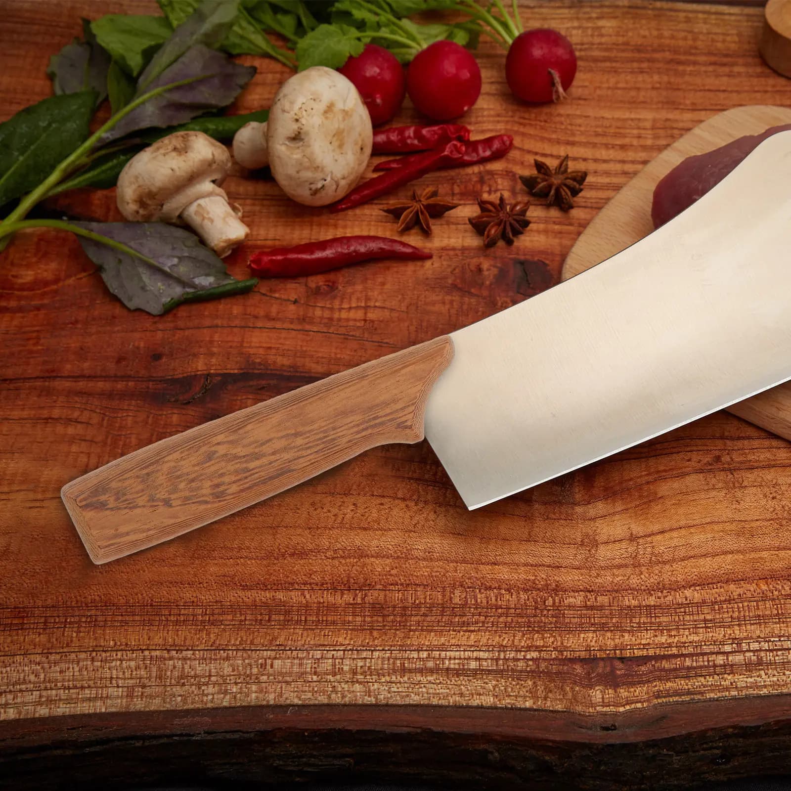 Wood Kitchen Cutter Handle Ergonomic Design Replacement Knife Grip Non-Slip Wooden Repair Handle for Kitchen Knives Chef Cutter
