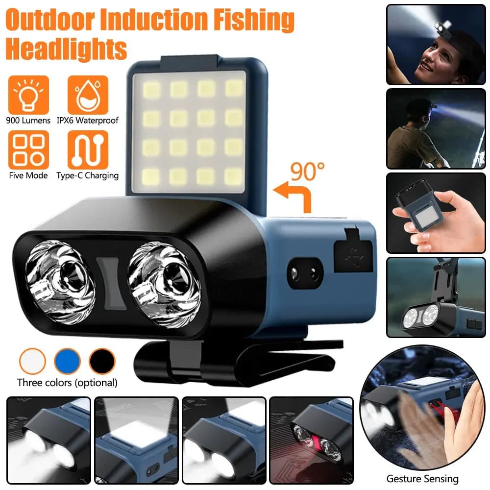 LED Front Lamp Clip on Cap Light Ultra Bright Mini Rechargeable Sensor Waterproof Hat Flashlight Front Lamp for Fishing Field