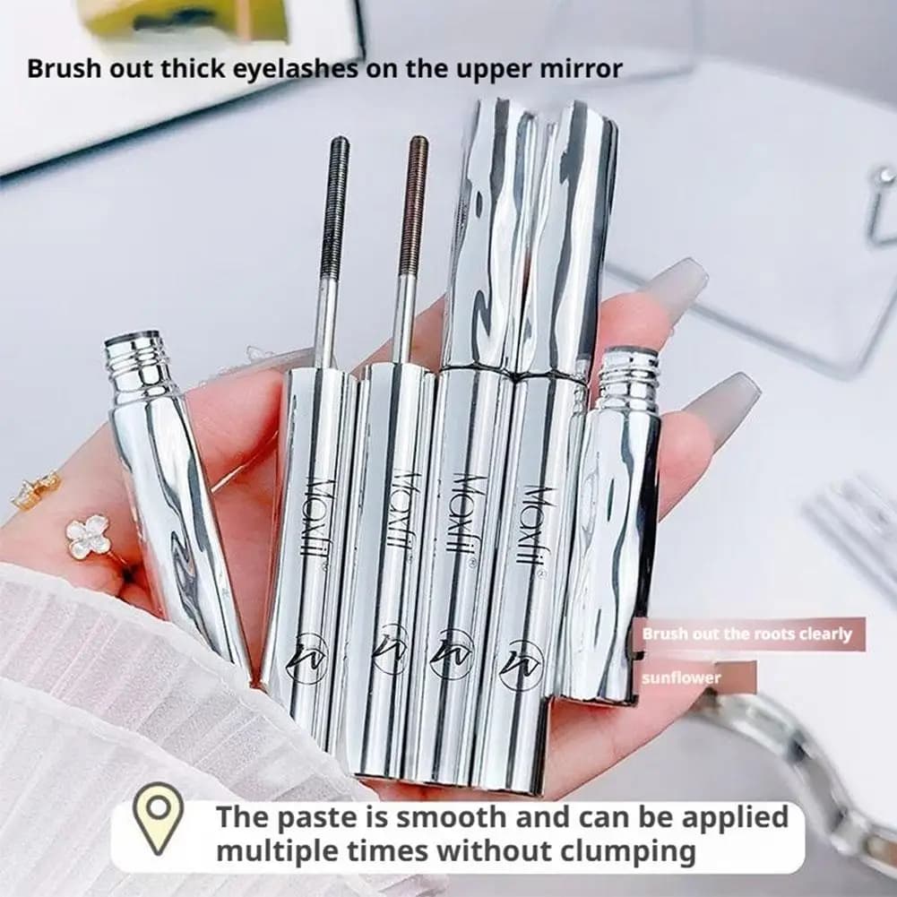 Mascara con Applicatore a Tubo in Acciaio, Impermeabile, per Trucco Occhi, con Fibre di Seta, Allungante, Incurvante, Volumizzante, Anti-sbavatura, Primer per Ciglia Non Agglomerante