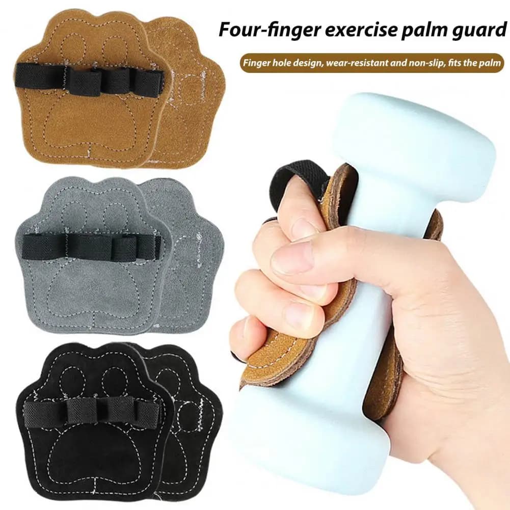 1 pair of training handles in eco-leather palm protection lifting weights dumbbell pliers gym exercise gloves without fingers