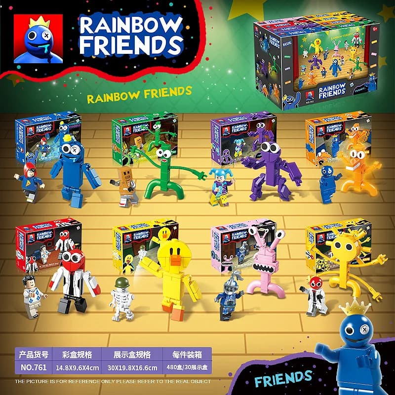 Crown 761 Rainbow Friends Set completo di bambole, mostri, personaggi maschili, blocchi da costruzione e giocattoli da assemblare