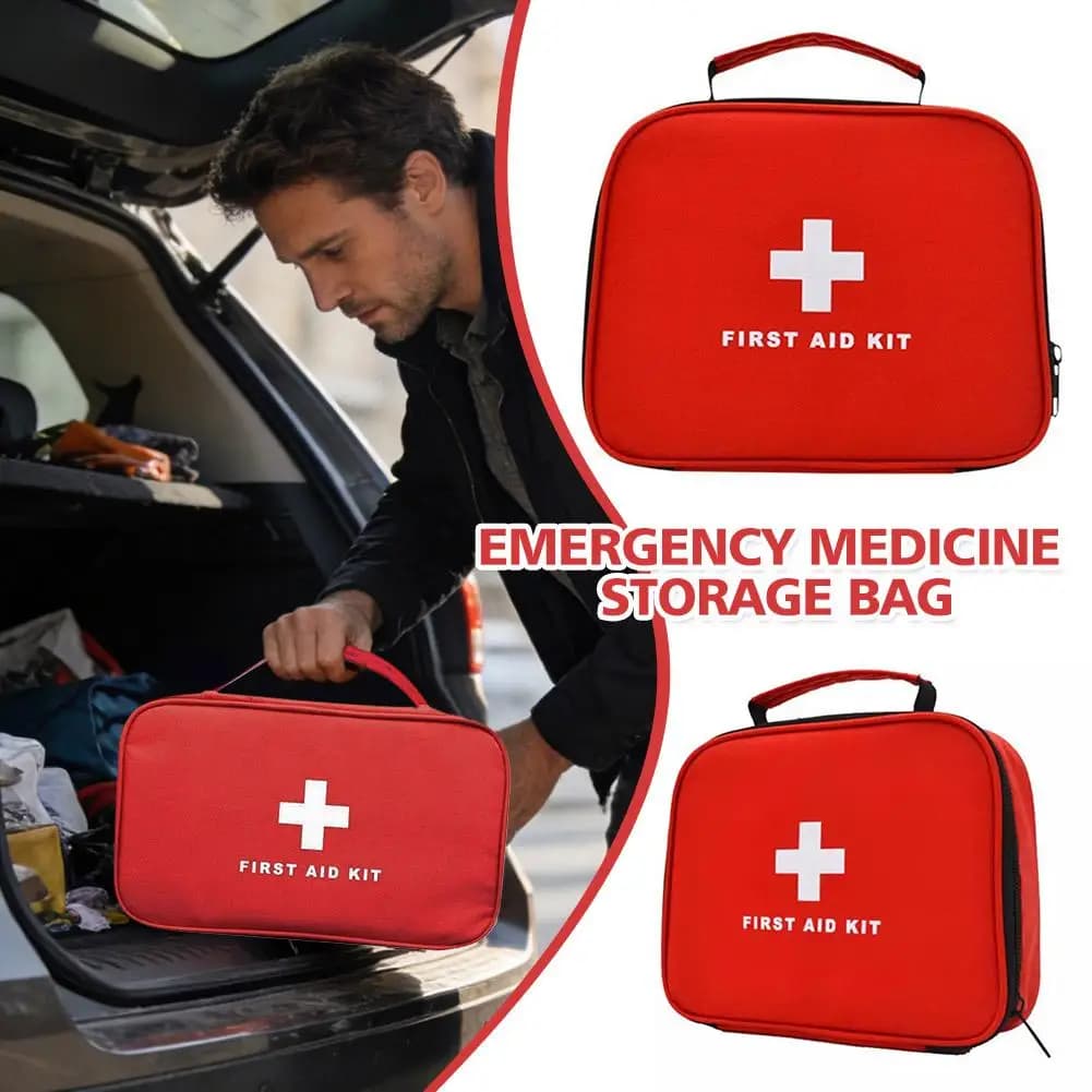 Borsa per kit di pronto soccorso in tessuto impermeabile con design Croce Rossa, portatile per auto, con chiusura a cerniera, leggera, per casa, ufficio, viaggi all'aperto