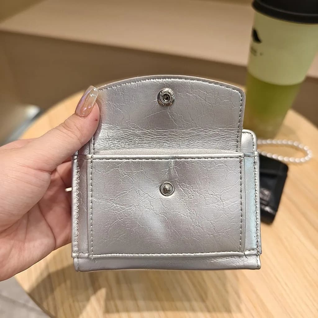 Card Organizer Short Wallet Portable Purse Pu Leather Bi-Fold Wallet For Cash Storage Casual Trips Card Storage