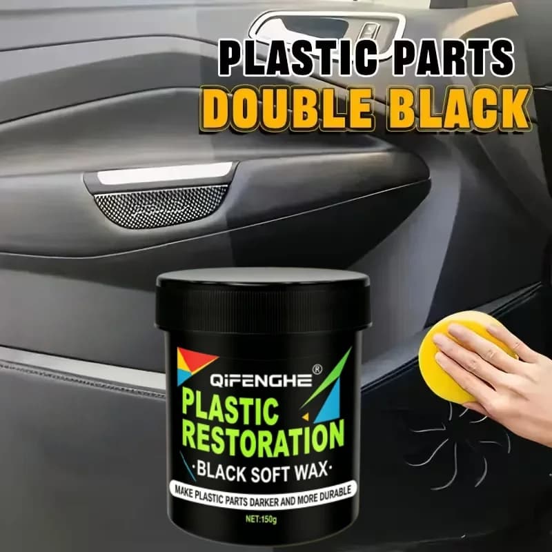 Cera per Restauro Plastica 150g, Cera Morbida Nera per Finiture Auto e Parti Esterne in Plastica, Ripristina Superfici Sbiadite e Opache