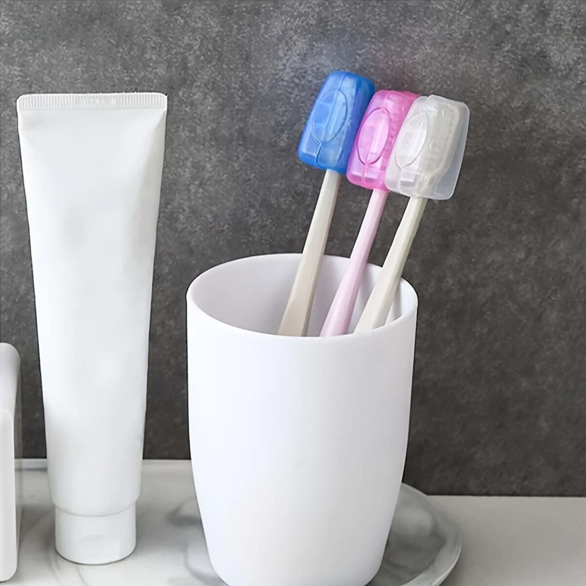 5/10 pieces: easy to store toothbrush set with head protection for easy transport, teeth whitening, camping and hiking