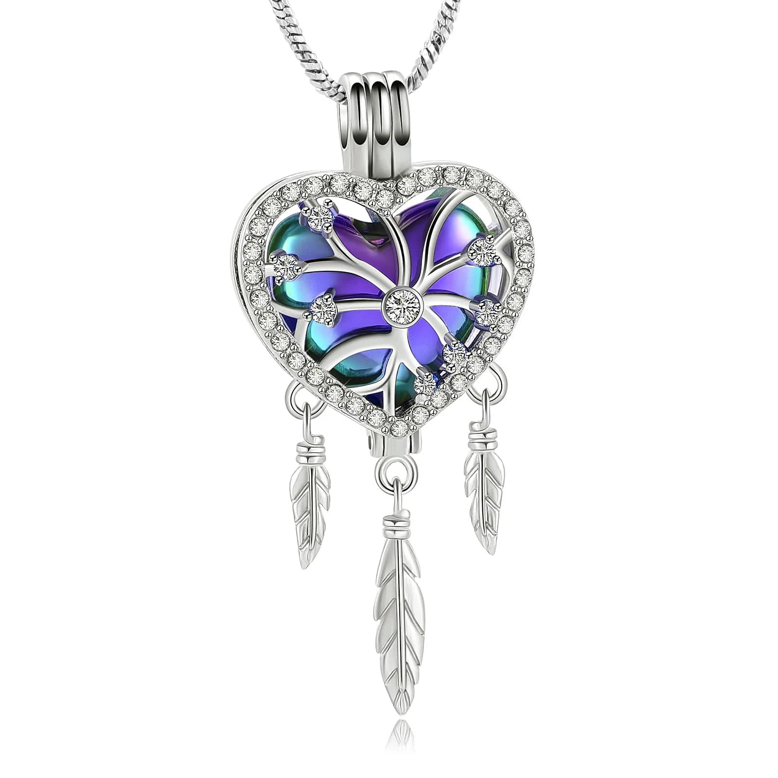Cremation Jewelry Dream Catcher Urn Necklaces for Ashes for Women with Feather Ashes Keepsake Memorial Pendant Necklace