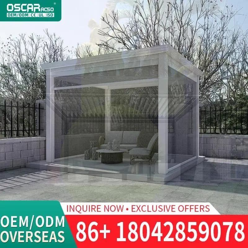 Outdoor 6*3 Aluminium Pergola Waterproof with LED Lights Sun Shade Curtain for Pool Garden Patio pergola