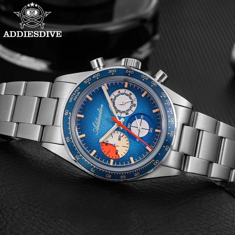 ADDIESDIVE 2026 New Men Watches Domed Glass Quartz Wristwatch Luxury 0S20 Chronograph C3 Luminous 100m Waterproof Dive Watch
