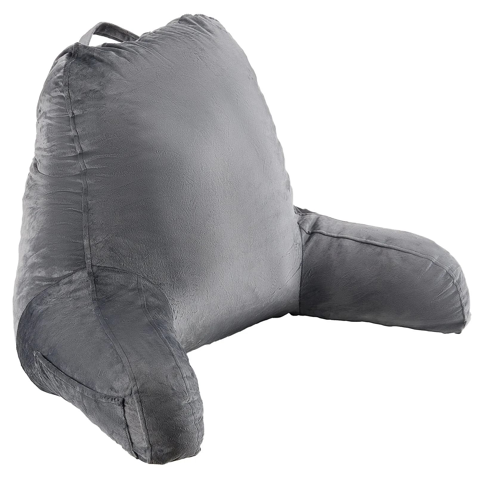 Cuscino da lettura, cuscino da letto di grandi dimensioni con memory foam sminuzzato, cuscino per la schiena con 3 tasche e rivestimento in velluto corto lavabile.
