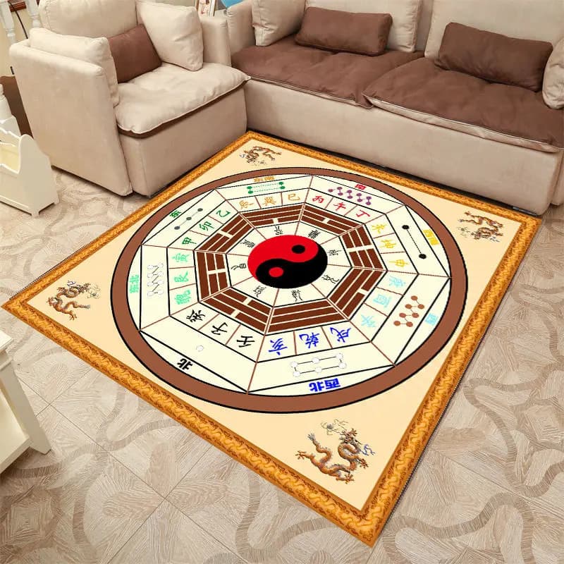 Tappeto culturale etnico tradizionale Tappetini taoisti Yin Yang Tai Chi Bagua schema tappeto cuscino antiscivolo tappetino da meditazione tappeto da salotto
