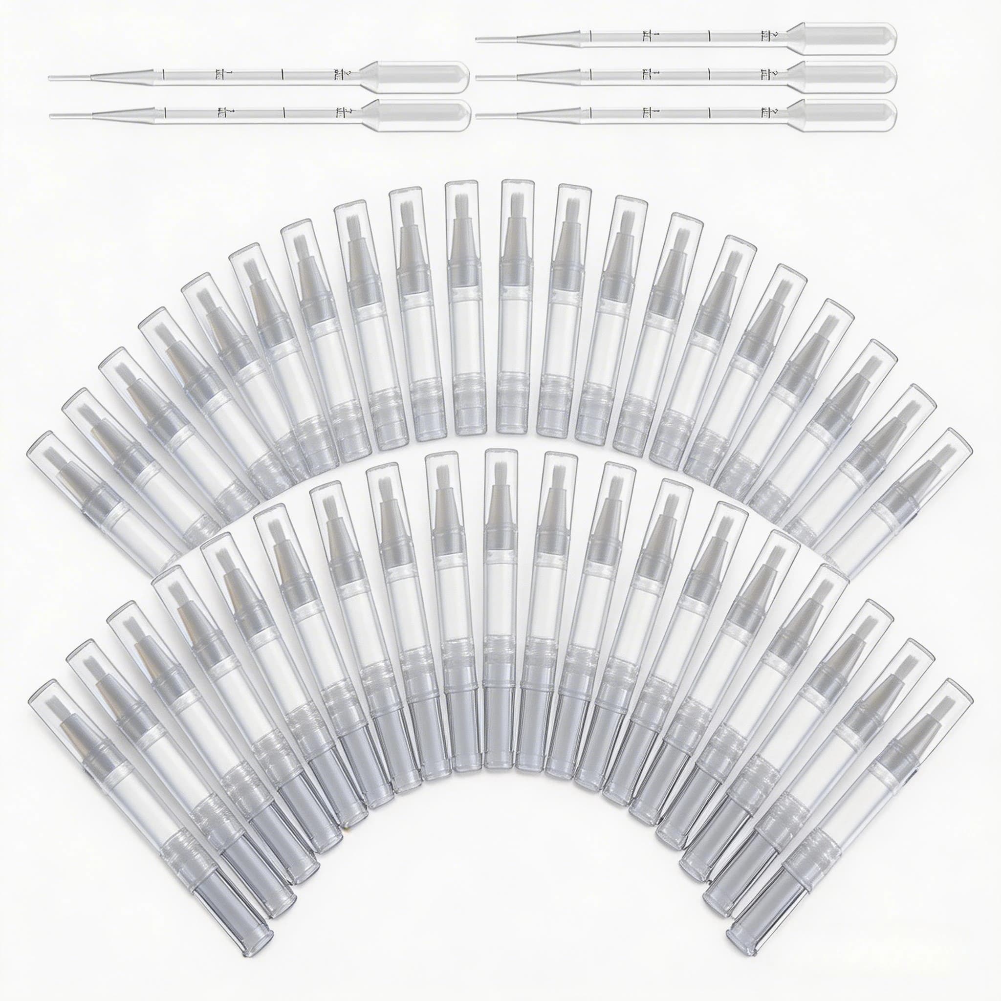 50Pcs 3ML/5ML Empty Nail Pen Cosmetic Container Makeup Foundation Make-up Brush Tube Transparent Twist Brush with Cover