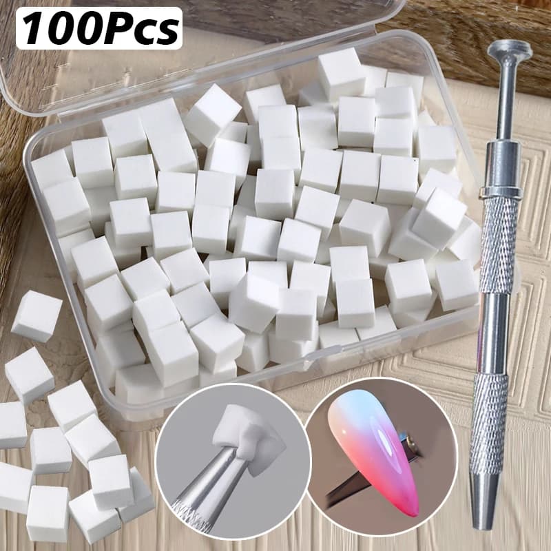 Set di 100/50 Spugne Quadrate per Nail Art, Pennelli Sfumati per Smalto Gel, Strumenti per Manicure Fai-da-Te