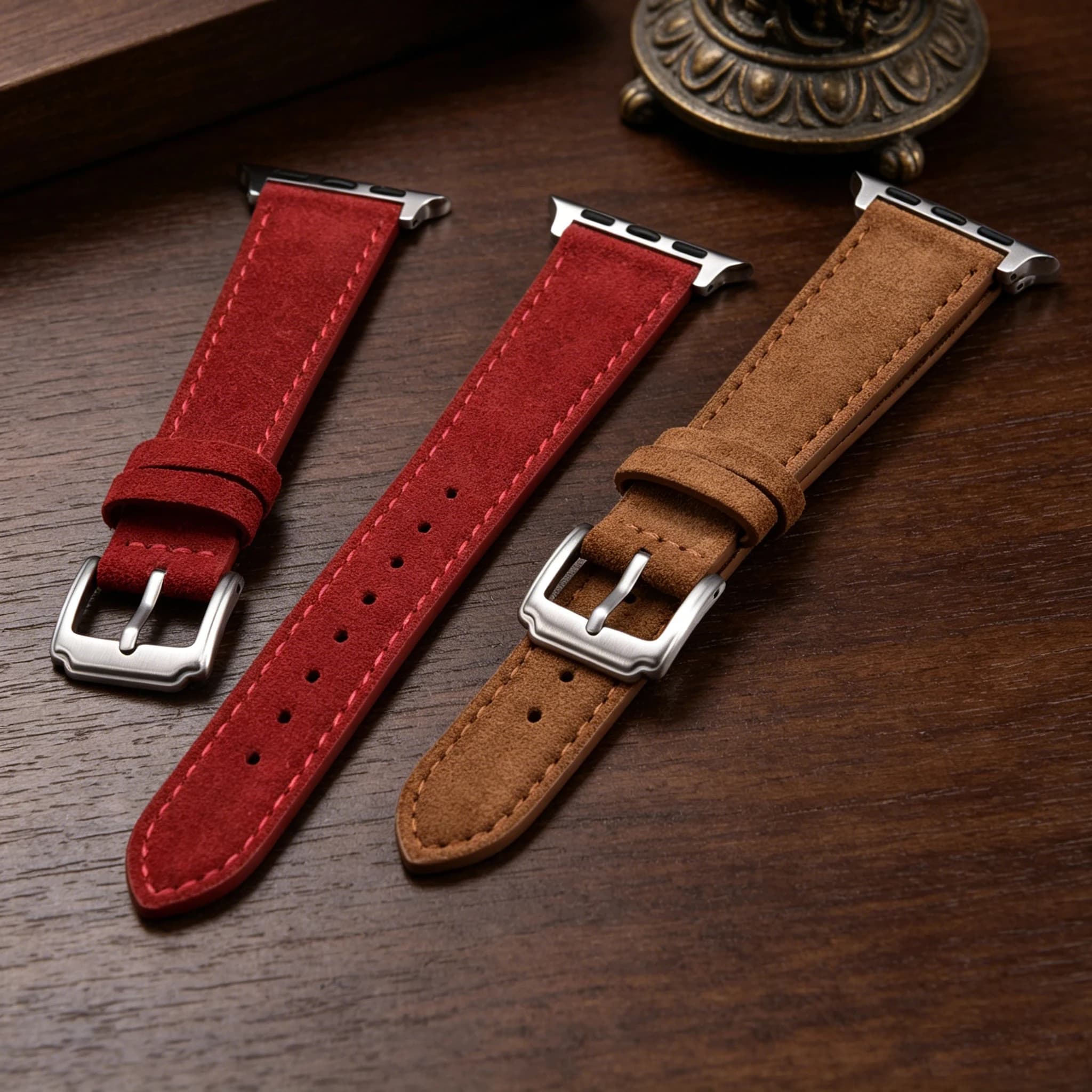 Brown Suede Leather Watch Band 38mm 40mm 41mm for IWatch 8 7 6 5 SE Replace Strap 42mm 44mm 45mm for Apple Watch Woman Man Band