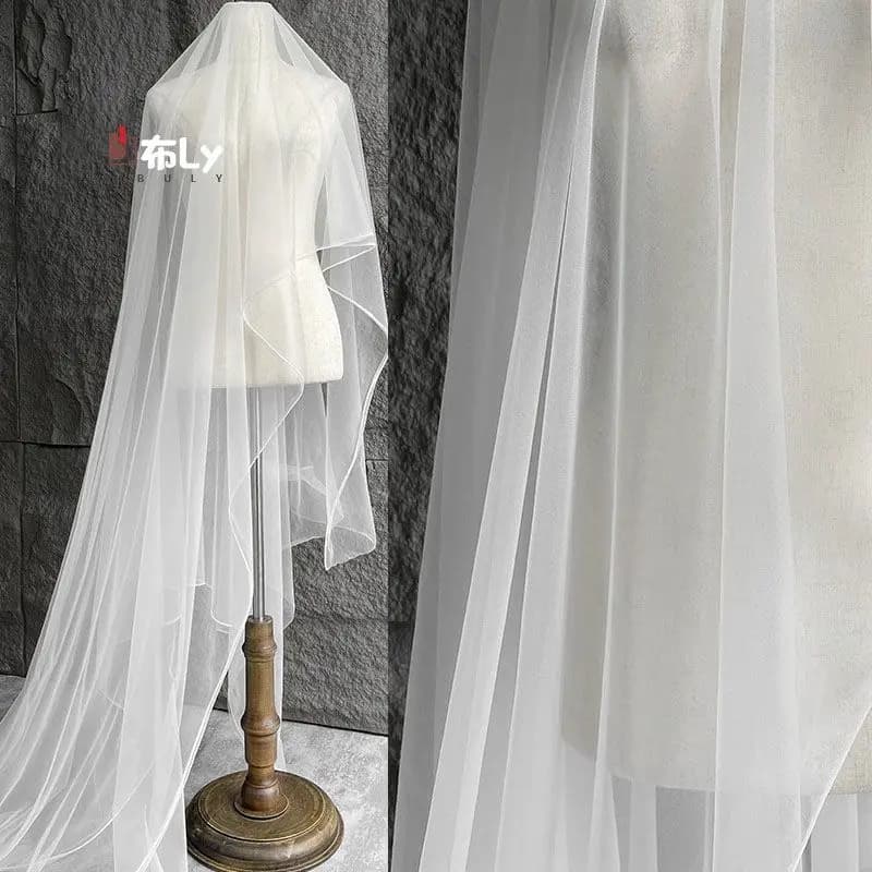Tessuto in Rete Trasparente a Tinta Unita, Delicato sulla Pelle, per Abiti da Sposa di Design, Materiale in Tulle Morbido e Delicato