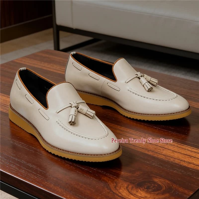 Mocassini Estivi con Nappe, Scarpe Casual da Uomo in Pelle di Vacchetta Fatte a Mano, Comode per Feste e Matrimoni