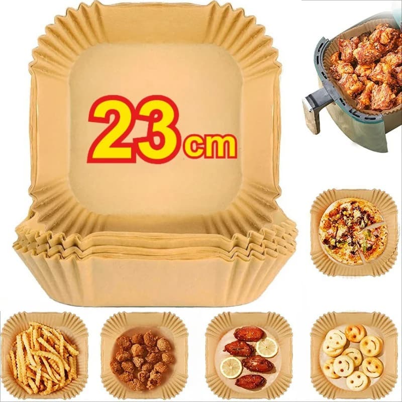Baking paper sheet for hot air fryer 23 cm for barbecue Large square fryer Disposable parchment paper trays Baking pan pads