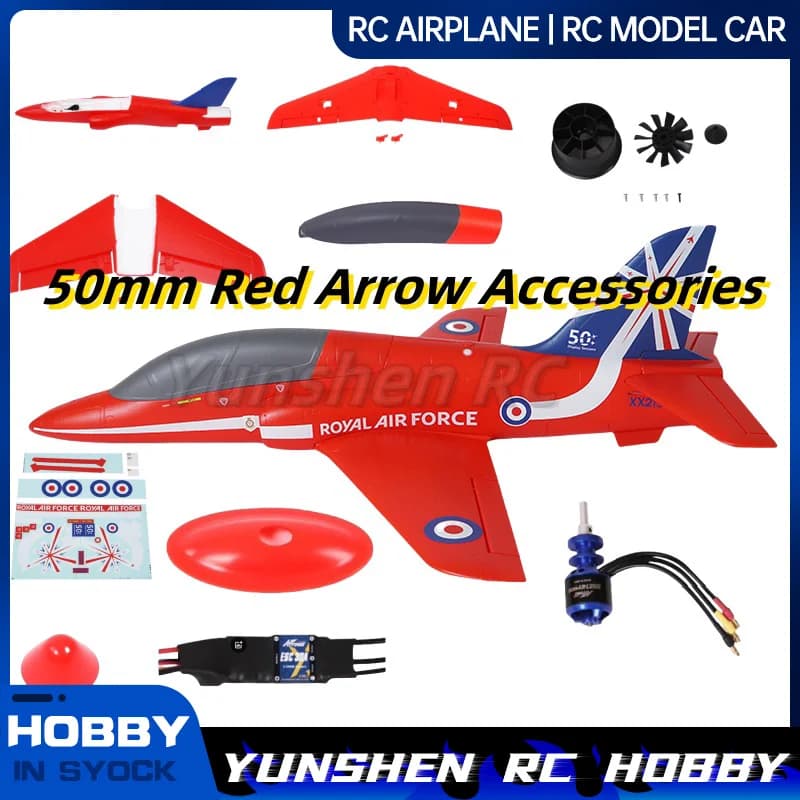Freccia blu 50mm Freccia rossa Modello Aereo Rc Accessori Corpo Ali principali Coda piatta Copertura della cabina Copertura della testa Regolazione elettrica
