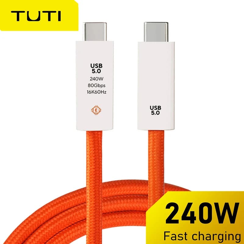 Cavo dati USB C a USB C TUTI 240W per ricarica rapida, cavo USB5 con funzionalità complete, cavo ad altissima velocità di trasmissione da 40 Gbps