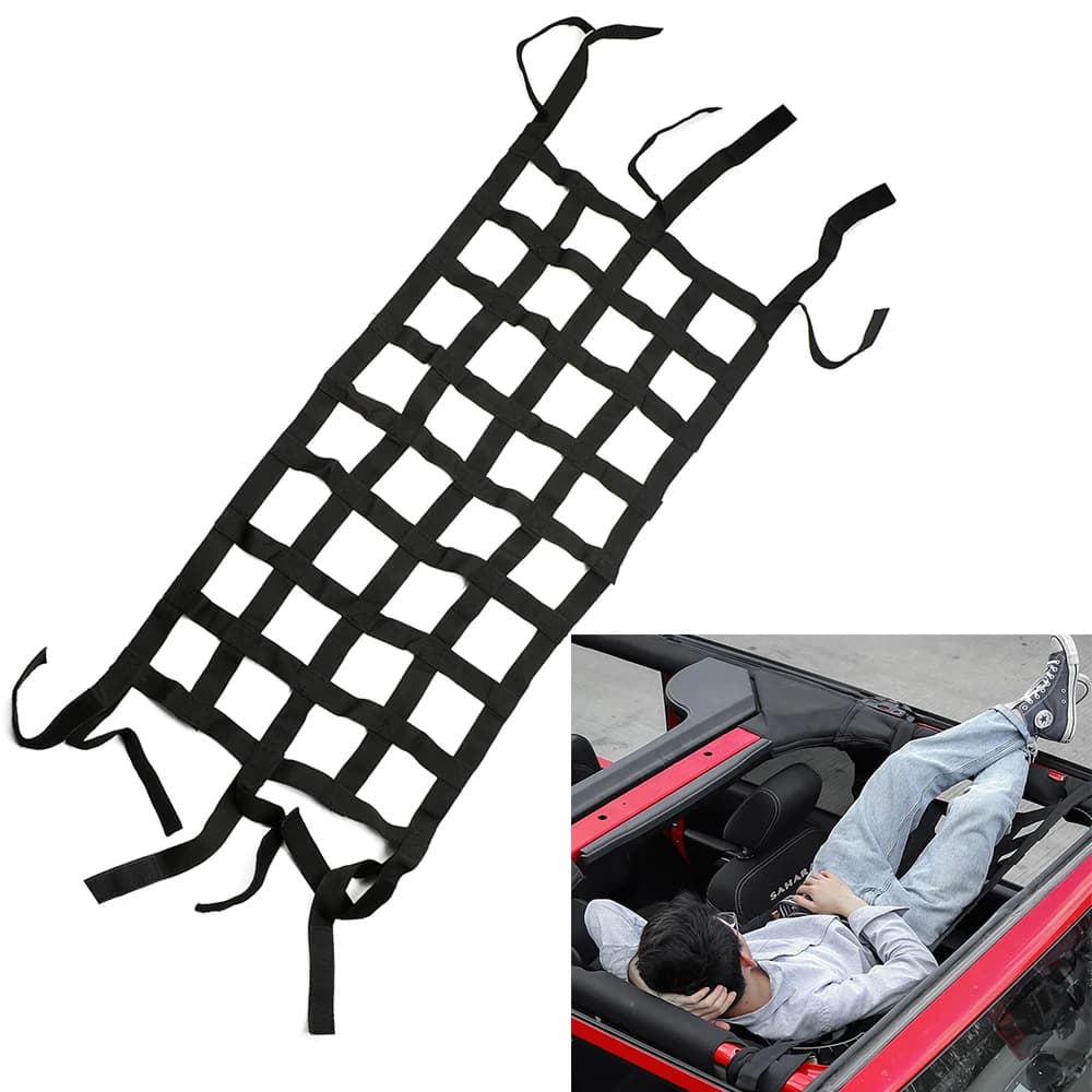 Rete da carico in rete per Jeep Wrangler, rete per scatola di coda, rete multifunzione per riporre il tetto dell'auto, accessori per retrofit
