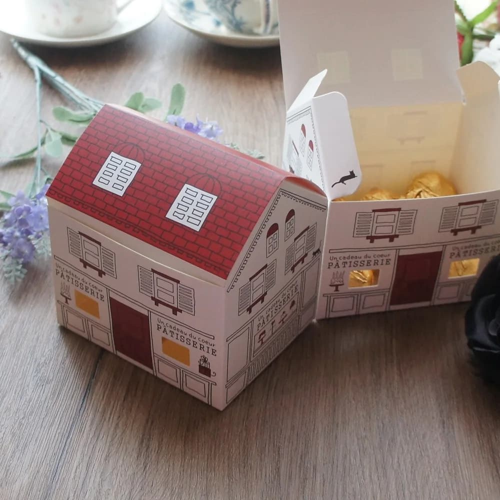 Red paper box for gift house 10 pieces like soap, candles, cookies, candy, gift box, Christmas wedding favors, gift decorations