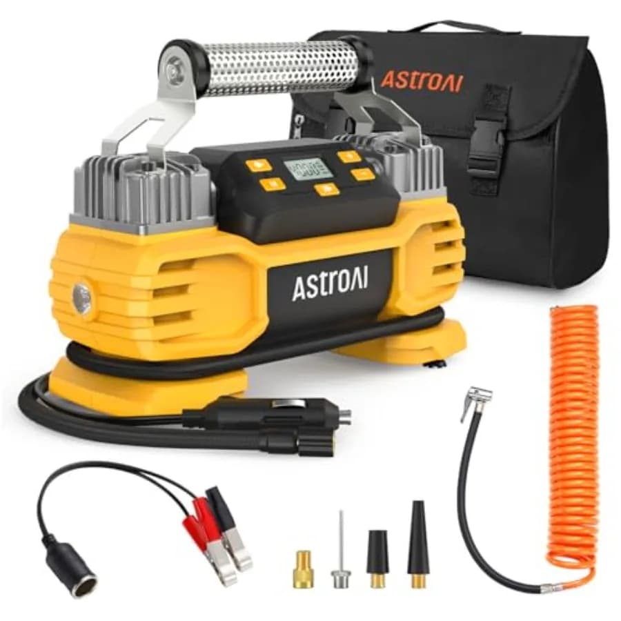 Compressore d'aria portatile 12V per pneumatici, 160 PSI, con spegnimento automatico, display, doppi cilindri e doppi motori