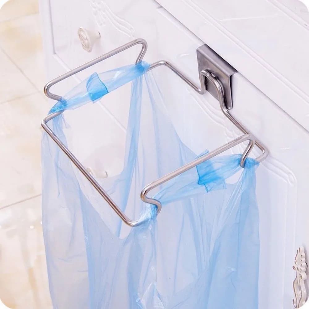 Porta Sacchetti per Rifiuti in Acciaio Inox da Montare sullo Sportello, Accessorio Pratico per Contenitore dei Rifiuti in Cucina e Uso Quotidiano