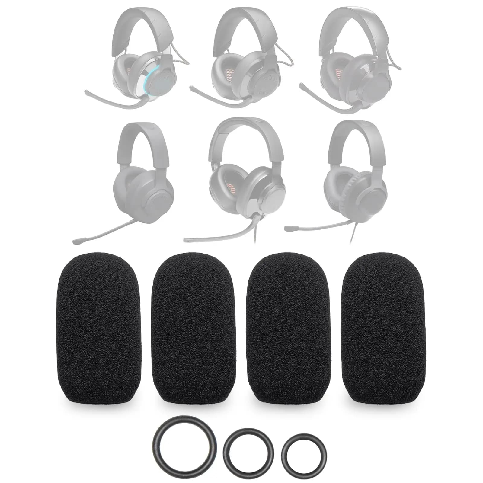 Pack of 4 microphone covers with JBL Quantum One, Q1, 100 300 350 360 400 600 610 800 810 910