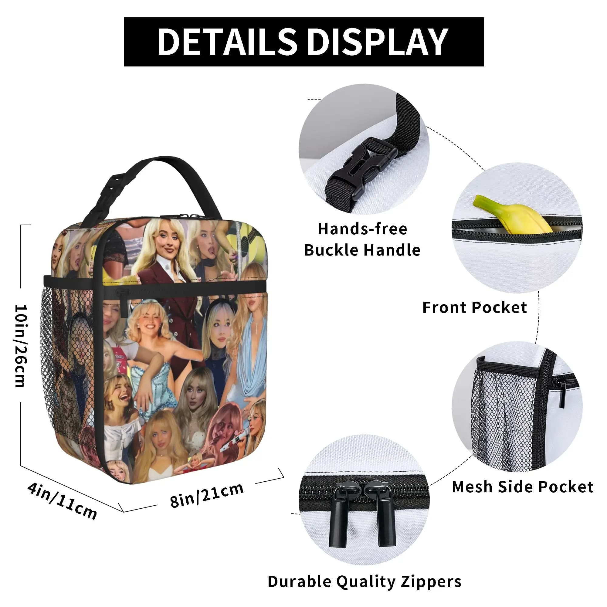 Sabrinas Carpenters Thermal Insulated Lunch Bag for Travel Portable Food Container Bags Cooler Thermal Lunch Boxes