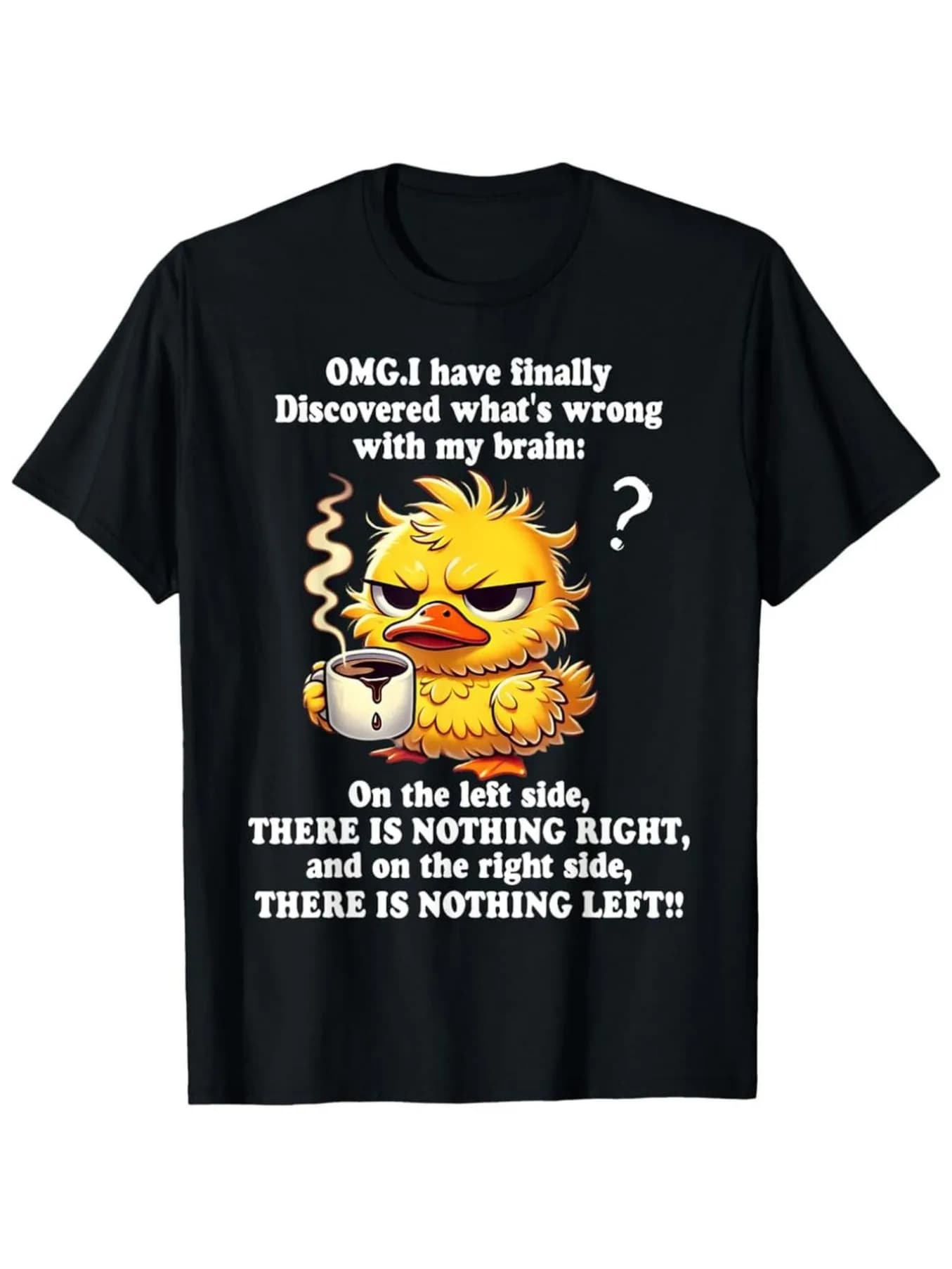 Divertente maglietta satirica per l'ufficio con design a tema pollo e anatroccolo - T-shirt nera in cotone a maniche corte