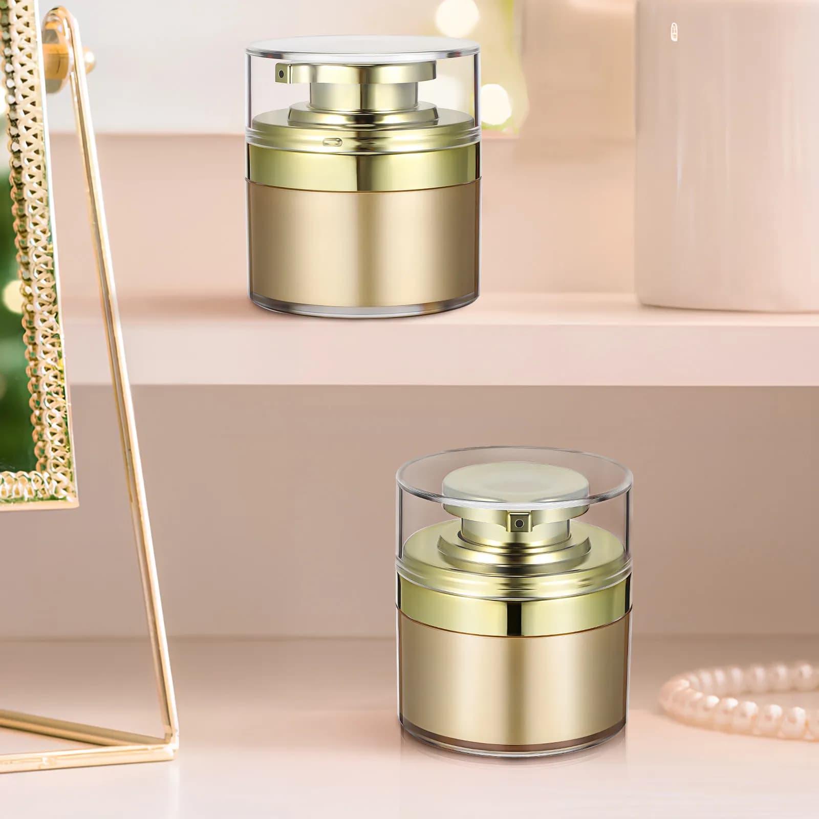 4Pcs Travel Size Pump Jars 30Ml Airtight Dispenser for Creams Lotions Moisturizers Foundations Easy Refill Wide Mouth