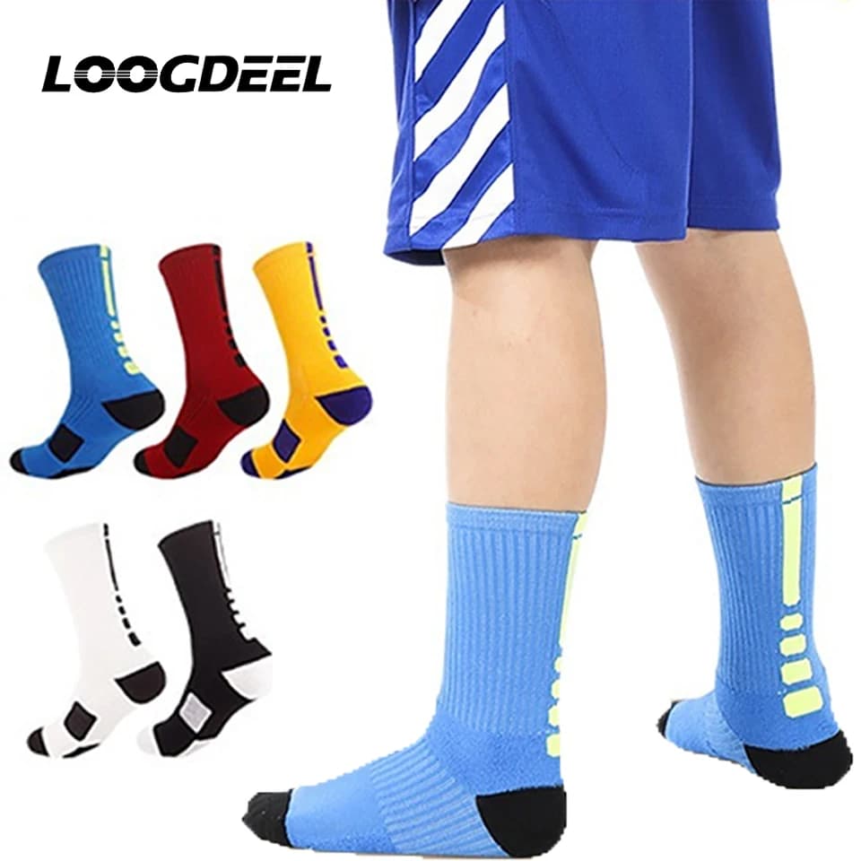 Loogdeel Children's Basketball Socks Youth Student Towel Crew Socks Boys' Elite Training Running Sports Socks