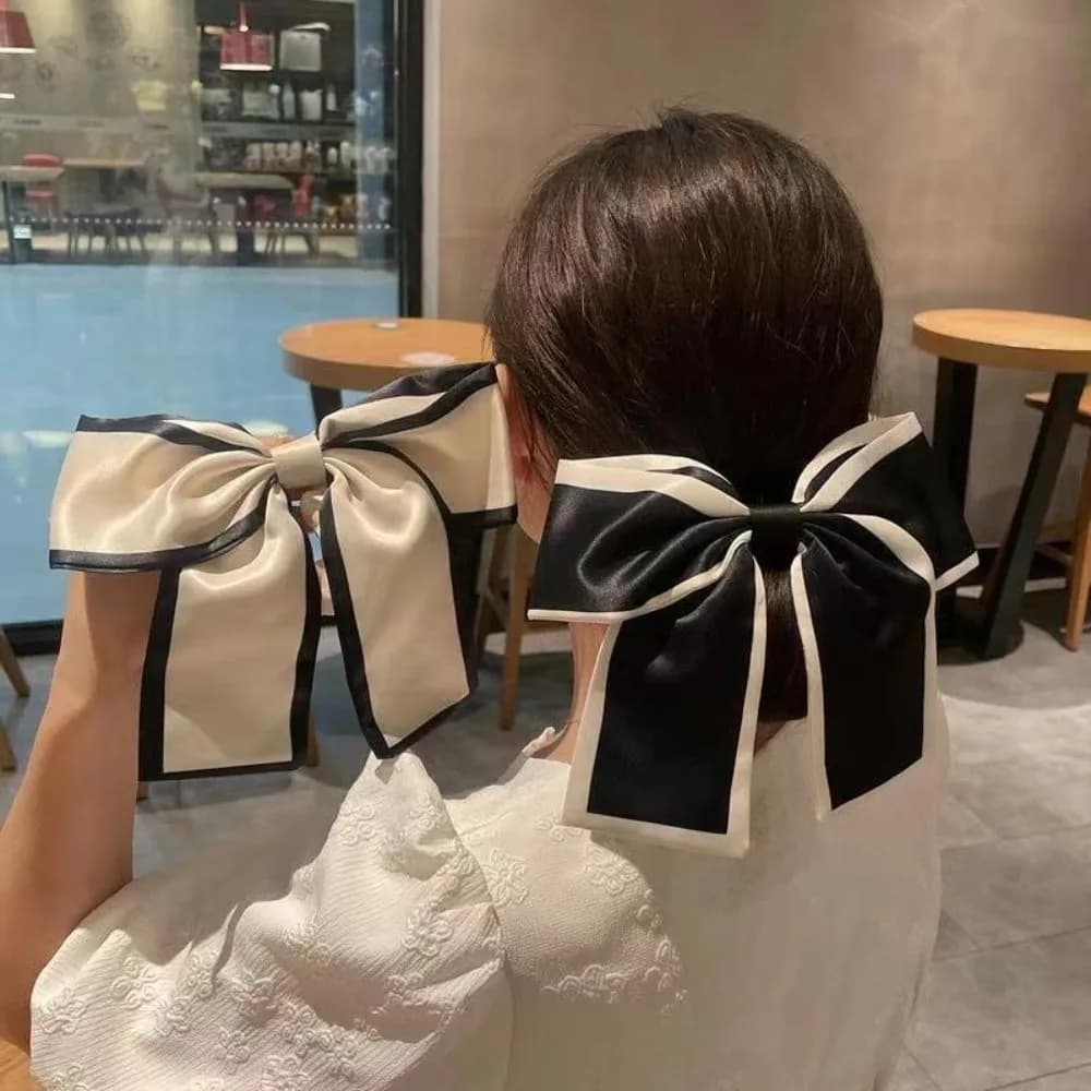 Elegant Large Bow Ribbon Hair Band Elastic Headwear Hair Scrunchies Oversized Hair Tie Ring Headwear