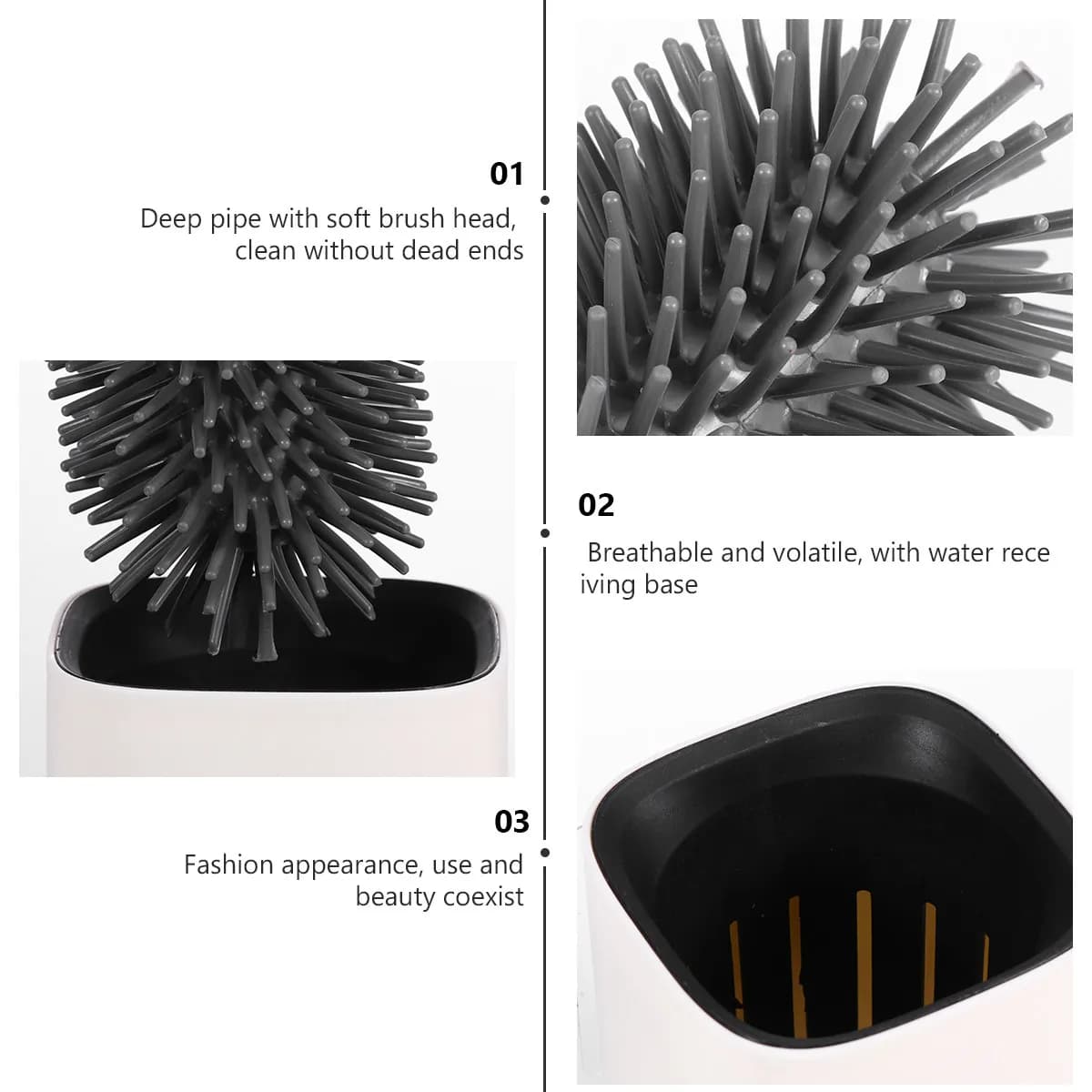 Set di Spazzole per WC in Silicone con Supporto Robusto, Resistente e Facile da Pulire, per Uso Domestico