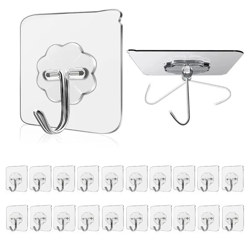 Waterproof and Oilproof Wall Hooks, Sticky Hooks for Kitchen Bathroom Shower Door Outdoor Wall Hanging Door Self-adhesive